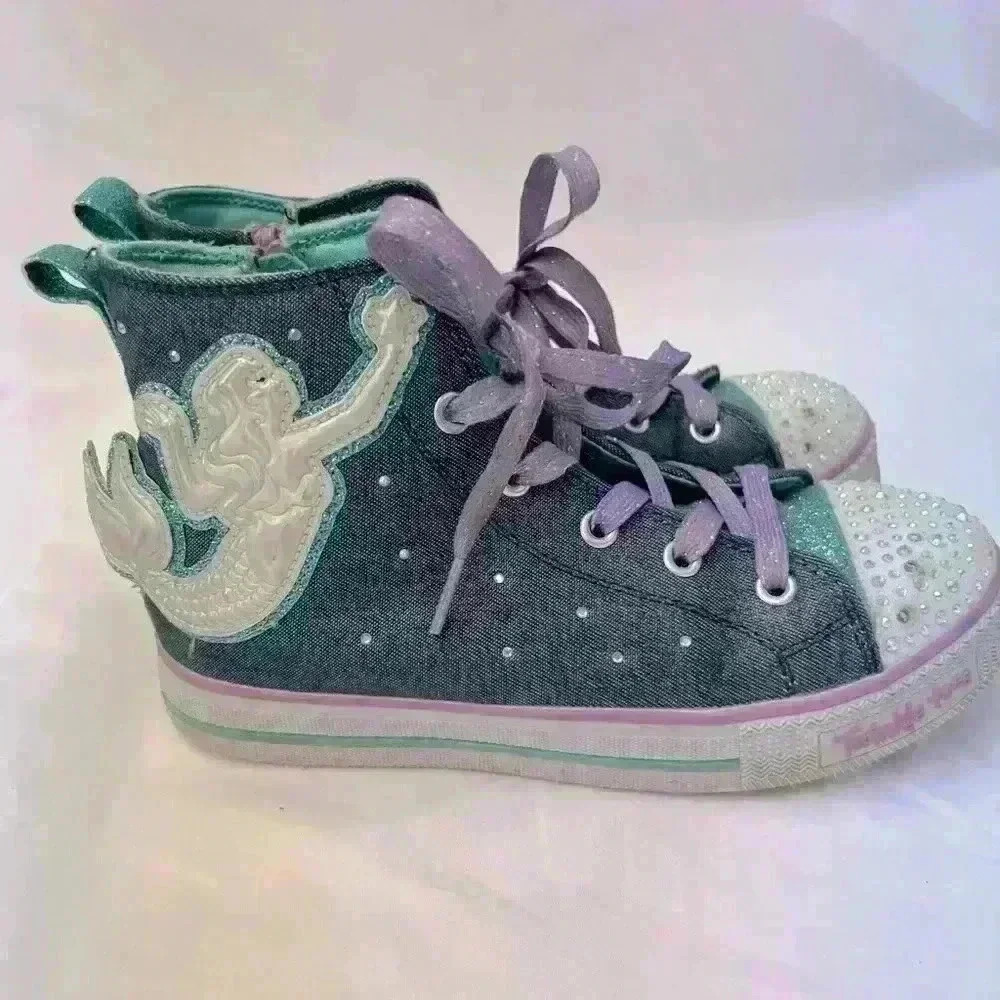 Sketchers girls Twinkle Lite Magnificent Mermaid sneakers. - Picture 4 of 11